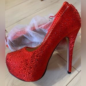 Red Diamanté Platform Stiletto Heels